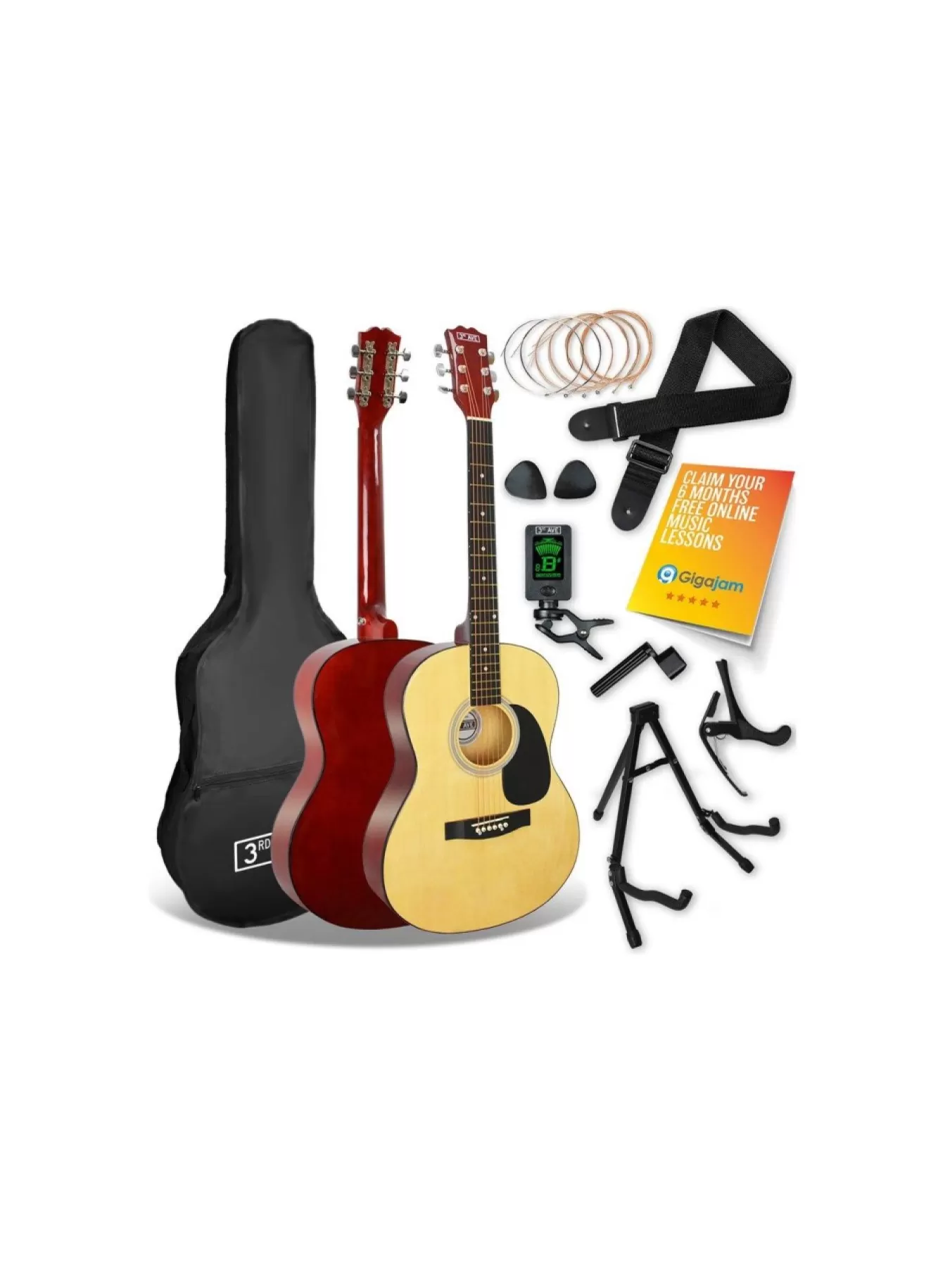 3rd Avenue Acoustic Guitar Premium Pack – Natural* 3Rd Avenue