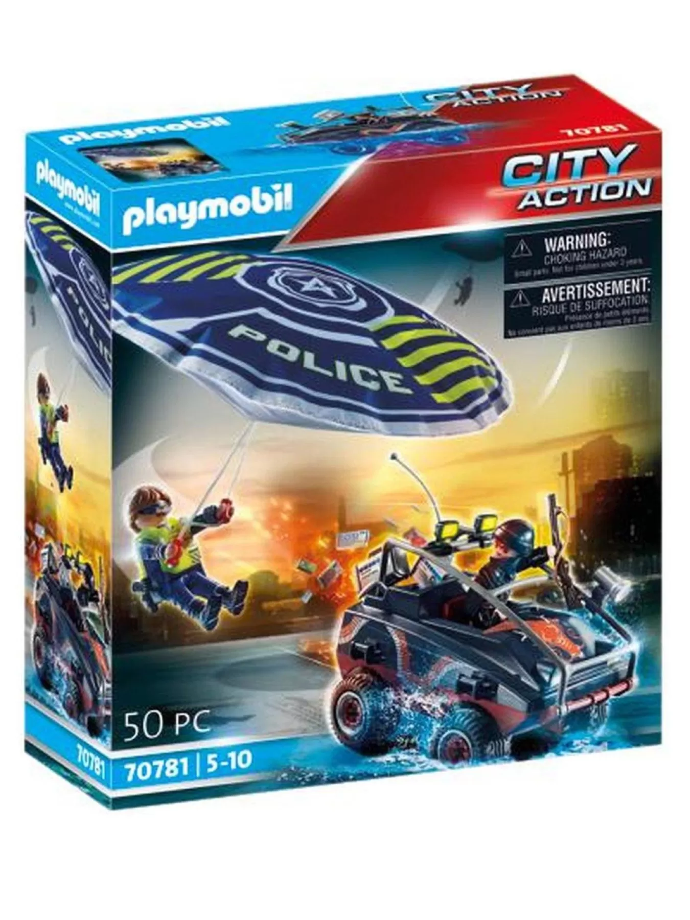 * Playmobil 70781 City Action Police Parachute With Amphibious Vehicle* Playmobil